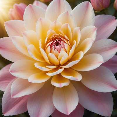 Blühende Blume mit farbigen Blütenblättern im Sonnenlicht