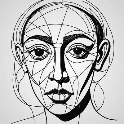 Abstrakte Linienzeichnung eines Gesichts – Kunst und Geometrie