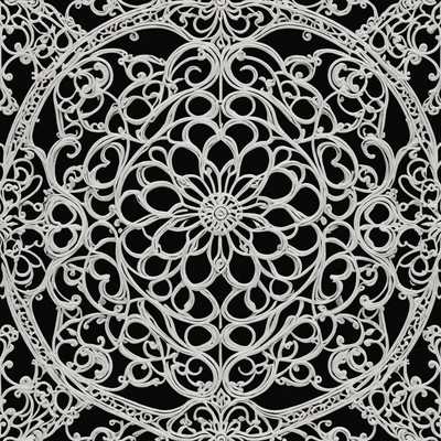 Das Bild besteht aus ausgeklügelten, dekorativen Liniendesigns, die abstrakte, symmetrische Muster bilden. Die Muster umfassen eine Vielzahl von miteinander verbundenen Wirbeln, Kurven und Schleifen, die ein Aussehen ähnlich wie zarte Spitze oder Filigran hervorrufen. Die Linien sind akribisch detailliert und gleichmäßig verteilt, was zu einer harmonischen und ausgewogenen Komposition beiträgt. Der Gesamtstil kombiniert Elemente künstlerischer Eleganz und akribischer Handwerkskunst und vermittelt ein Gefühl von raffinierter Schönheit und Raffinesse. Die Farbpalette ist monochrom und betont die komplizierten Details und die Linienführung.