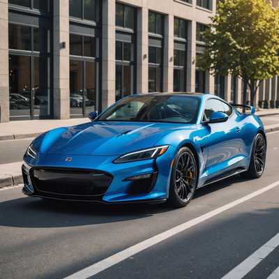 Blauer Sportwagen mit dynamischem Design in der Stadt