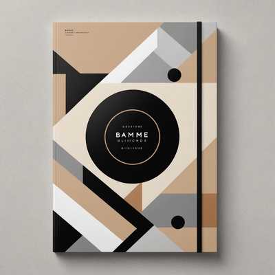 Dieses Buchcover präsentiert ein modernes und abstraktes geometrisches Design auf einem beigefarbenen Hardcover. Die Gestaltung zeichnet sich durch gestapelte und geschichtete rechteckige und quadratische Formen in verschiedenen Schwarz-, Braun-, Grau- und Beigetönen aus. Ein einzelner schwarzer Kreis setzt einen markanten Akzent. Der Hintergrund ist hellgrau gehalten. Am unteren Rand befindet sich ein kleines Logo oder eine Buchstabenkombination. Das Design zielt darauf ab, durch eine professionelle, druckfertige Qualität mit lesbarer Typografie und einem ansprechenden visuellen Aufbau zu überzeugen. Es eignet sich besonders als marktfähiges und thumbnail-freundliches Buchcover im kommerziellen Bereich durch seine ausgewogene Hierarchie und sein genre-angemessenes Styling.