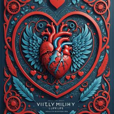 Das Bild zeigt das Cover eines Buches mit dem Titel "Vitalitätsplan: Ihr Wegweiser zu einem gesunden Leben". Auf dem Cover befindet sich eine stilisierte Darstellung eines Herzens in Rot und Blau, umgeben von verschiedenen gesundheitsbezogenen Symbolen wie einem medizinischen Kaducäus, EKG-Linien, Herzen und abstrakten Formen. Der Hintergrund des Covers enthält aufwendige, dekorative Muster. Auf dem Buchrücken ist ebenfalls der Titel des Buches zu sehen. Die Namen der Autoren erscheinen unten, sind jedoch nicht klar zu erkennen. Die Farbgestaltung des Covers ist in Rot, Blau und Weiß gehalten.