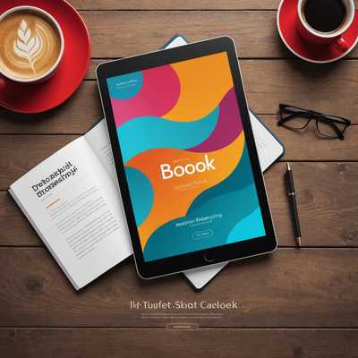 Das Bild zeigt ein professionelles Mockup für das Marketing von eBooks. Es zeigt ein digitales Tablet, das ein eBook-Cover anzeigt. Das Mockup hat ein stilvolles und sauberes Layout mit lebendigen Farben und gut gestalteten Illustrationen, die den Inhalt des eBooks hervorheben. Hintergrundtexturen und zusätzliche Grafiken verbessern die Gesamtpräsentation und vermitteln einen modernen, eleganten Look.