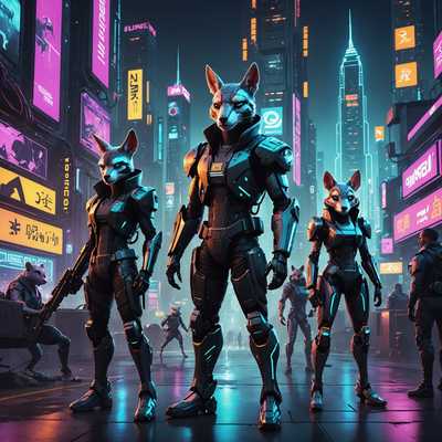 Cyberpunk Stadt: Futuristische Skyline & High-Tech-Wesen