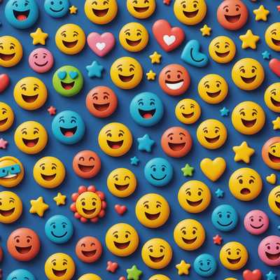 Bunte Emojis: Herzen, Sterne & lachende Gesichter
