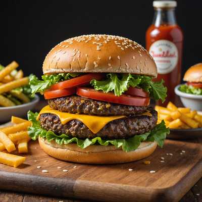 Doppeldecker Cheeseburger & Pommes