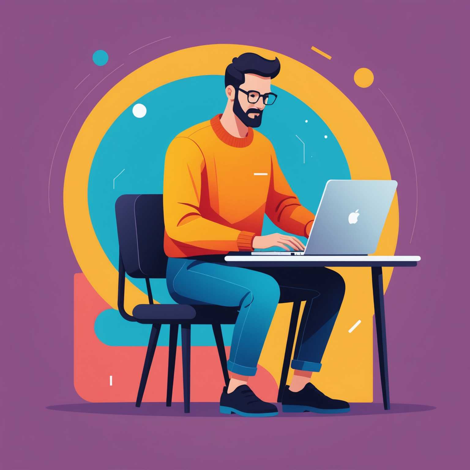Im Bild sind flache Vektorillustrationen von Menschen dargestellt, die verschiedene Berufe und Aktivitäten repräsentieren. Jede Figur ist mit klaren Linien und leuchtenden Farben gestaltet und sie sind mit Tätigkeiten wie dem Arbeiten am Laptop, dem Halten von Werkzeugen, dem Lesen eines Buches oder dem Fahrradfahren beschäftigt. Der Hintergrund ist einfach, oft nur eine Volltonfarbe oder ein minimales abstraktes Design, das die Aufmerksamkeit auf die Figuren lenkt. Der Gesamtstil ist modern und verspielt, wobei jede Person über besondere und übertriebene Merkmale verfügt, um ihre Rollen oder Aktionen zu betonen.