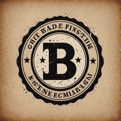 Die Abbildung zeigt eine Illustration eines Logos im Tintenstempeldruck, das in einem Vintage- und rustikalen Stil gehalten ist. Das Logo wirkt abgenutzt und texturiert, als ob es mit Tinte gestempelt wurde. Es besteht aus einem einfachen, kräftigen Design, das eine nostalgische oder handgemachte Ästhetik vermittelt.