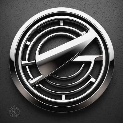 Das Bild zeigt eine elegante, hochdetaillierte 3D-Illustration eines Chrom-Metal-Logos oder -Designs, optimiert für eine T-Shirt-Grafik. Das Design weist komplexe, ineinandergreifende Elemente auf, die ihm ein dynamisches und intensives Aussehen verleihen. Mit einer polierten Metalloberfläche, die Licht reflektiert, entsteht ein Gefühl von Tiefe und Realismus. Das Logo ist modern und markant, mit einer Hochglanzoberfläche, die das Chrommaterial betont.