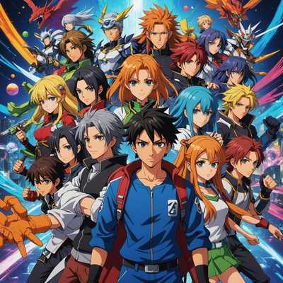 Eine wunderschön gerenderte 3D-Anime-Szene mit einer Gruppe charismatischer und bekannter Anime-Charaktere. Die Charaktere sind mit lebendigen Farben und aufwendigen Details dargestellt, was sie in einer dynamischen und lebendigen Weise zum Leben erweckt. Ihre Ausdrücke sind lebendig und voller Persönlichkeit, jeder Charakter zeigt einzigartige Merkmale, die Look von ihrem Markenzeichen identifizieren. Der Hintergrund ergänzt die Charaktere mit einer fantastischen und majestätischen Umgebung, möglicherweise einschließlich Elementen wie einem leuchtenden Himmel, einem verzauberten Wald oder einer magischen Stadtlandschaft. Die Gesamtatmosphäre ist eine von Fantasie und Anziehungskraft, die das Wesen beliebter Anime-Prominenter in ästhetisch ansprechender 3D-Form einfängt.