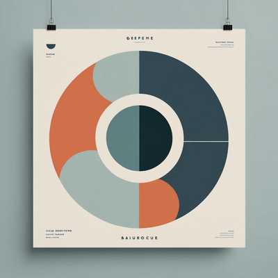 Minimalistisches Design-Poster in Blau und Orange