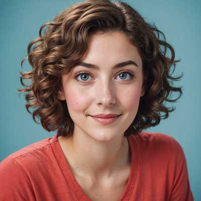 Ein Pixelkunst-Avatar, der eine junge Frau mit kurzen, lockigen braunen Haaren und großen, ausdrucksstarken Augen zeigt. Sie trägt ein rotes Hemd mit einem leichten V-Ausschnitt und hat ein sanftes Lächeln im Gesicht. Der Hintergrund ist eine einfache, einfarbige pastellblaue Farbe, die die Figur hervorhebt. Der Kunststil ist retro mit einem pixeligen Aussehen, das ein Gefühl von Nostalgie und Einfachheit vermittelt.