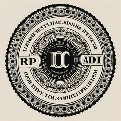 Das Bild zeigt ein rundes Logo, das einem klassischen Stempel ähnelt. Der äußere Rand des Kreises weist eine Reihe von gleichmäßig verteilten, kurzen Strichen auf, die die Perforationen einer Briefmarke nachahmen. Innerhalb dieses äußeren Randes befindet sich ein Band mit dem Text 'STAMP LOGOS' in fetten, Großbuchstaben, der entlang der oberen und unteren Kante des Kreises verläuft. Der zentrale Bereich des Kreises enthält eine einfache, aber ikonische grafische Darstellung. Dazu gehören zwei sich überlappende konzentrische Kreise, die eine innere und äußere kreisförmige Grenze bilden. Im inneren Bereich befindet sich ein abstraktes Design aus geometrischen Formen und Linien, das möglicherweise ein stilisiertes oder minimalistisches Bild im Zusammenhang mit Briefmarken oder Postdiensten darstellt. Das Gesamtdesign ist sauber und professionell gehalten, mit einem monochromatischen Farbschema, typischerweise in Schwarz-Weiß-Tönen oder gedämpften Farben.