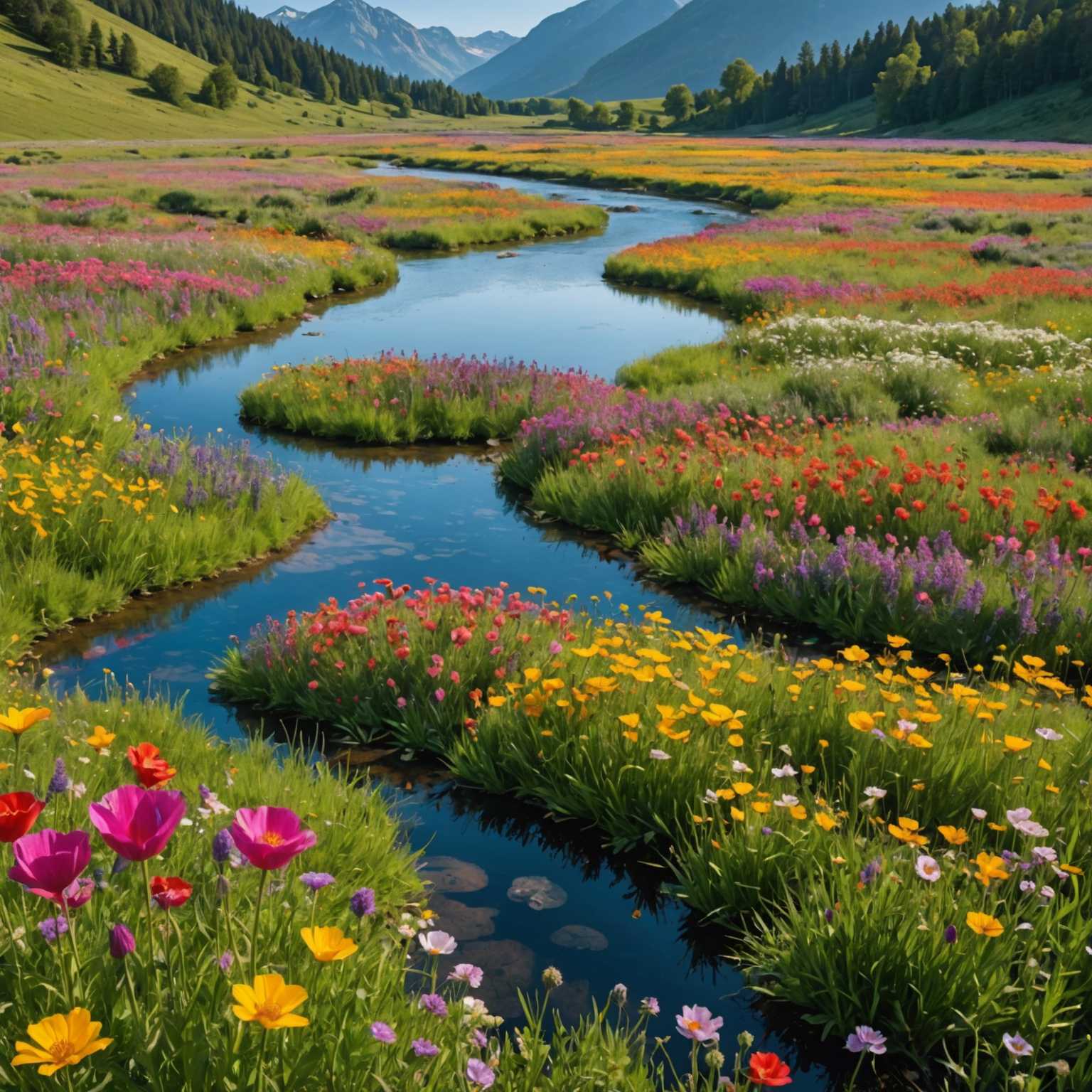 In dem Bild ist eine surreale Fantasielandschaft durch ein riesiges, verziertes Schlüsselloch sichtbar. Das Schlüsselloch zeigt eine friedliche, außerweltliche Wiese mit leuchtenden, übergroßen Blumen und funkelnden Flüssen, die sich hindurchschlängeln.