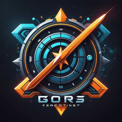 Das Bild zeigt ein Logo-Design für ein Video-Spiel, das einzigartige grafische Elemente und stilisierte Typografie enthält. Das Logo zeichnet sich durch kräftige und dynamische Formen, Farben und Effekte aus, die auf das futuristische und Sci-Fi-Genre hinweisen. Es umfasst metallische Texturen, leuchtende Effekte und Ikonografie wie Raumschiffe, um eine bestimmte Gaming-Atmosphäre zu vermitteln.