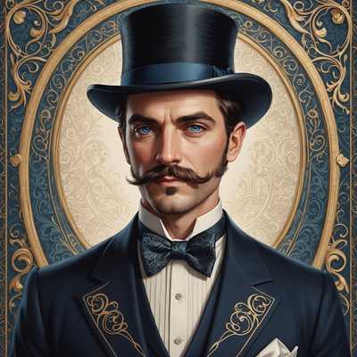 Eleganter Mann mit blauem Anzug und Zylinder - Porträt