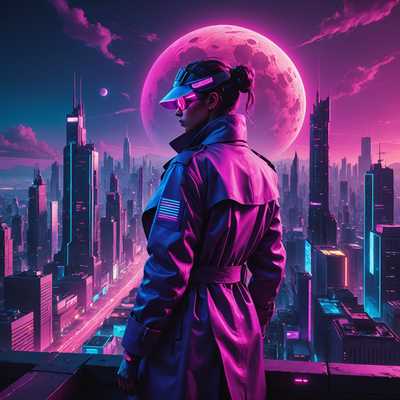 Cyberpunk Stadt bei Nacht: Neonlichter und futuristischer Stil