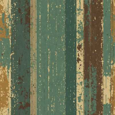 Das Bild zeigt ein nahtloses Grunge-Muster mit einem Retro-Ästhetik. Der Hintergrund hat eine strukturierte, abgenutzte Optik mit abgenutzten Elementen und verblassten Farben. Das Muster umfasst verschiedene überlappende Formen wie abstrakte Blumen, geometrische Formen und Vintage-Motive. Die Farbpalette besteht aus gedämpften, erdigen Tönen wie Brauntönen, Ockertönen und verblassten Grüntönen, was ihm eine nostalgische Stimmung verleiht. Das Design ist kompliziert, mit geschichteten Elementen und einem Gefühl von Tiefe, das an alte, verwitterte Tapeten erinnert.