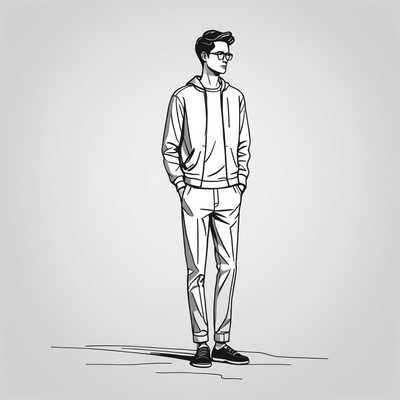 Das Bild zeigt eine minimalistische schwarz-weiße Linienzeichnung einer Person. Jede Figur hat deutliche, jedoch einfache Merkmale mit minimalen Details. Die Figuren sind in verschiedenen Posen und Aktivitäten dargestellt. Einige Charaktere stehen, während andere gehen oder sitzen. Der Stil ist sauber und übersichtlich, wobei der Schwerpunkt auf den wesentlichen Umrissen und Formen liegt und ein zeitgenössisches und abstraktes Gefühl vermittelt. Die Ausdrücke und Gesten der Charaktere sind subtil, vermitteln jedoch ein Gefühl von Lebendigkeit und Interaktion. Die Gesamtkomposition ist ausgewogen und harmonisch und betont Einfachheit und Eleganz.
