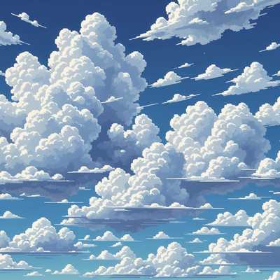 Fluffige Wolken im weiten Himmel: Tiefe und Perspektive