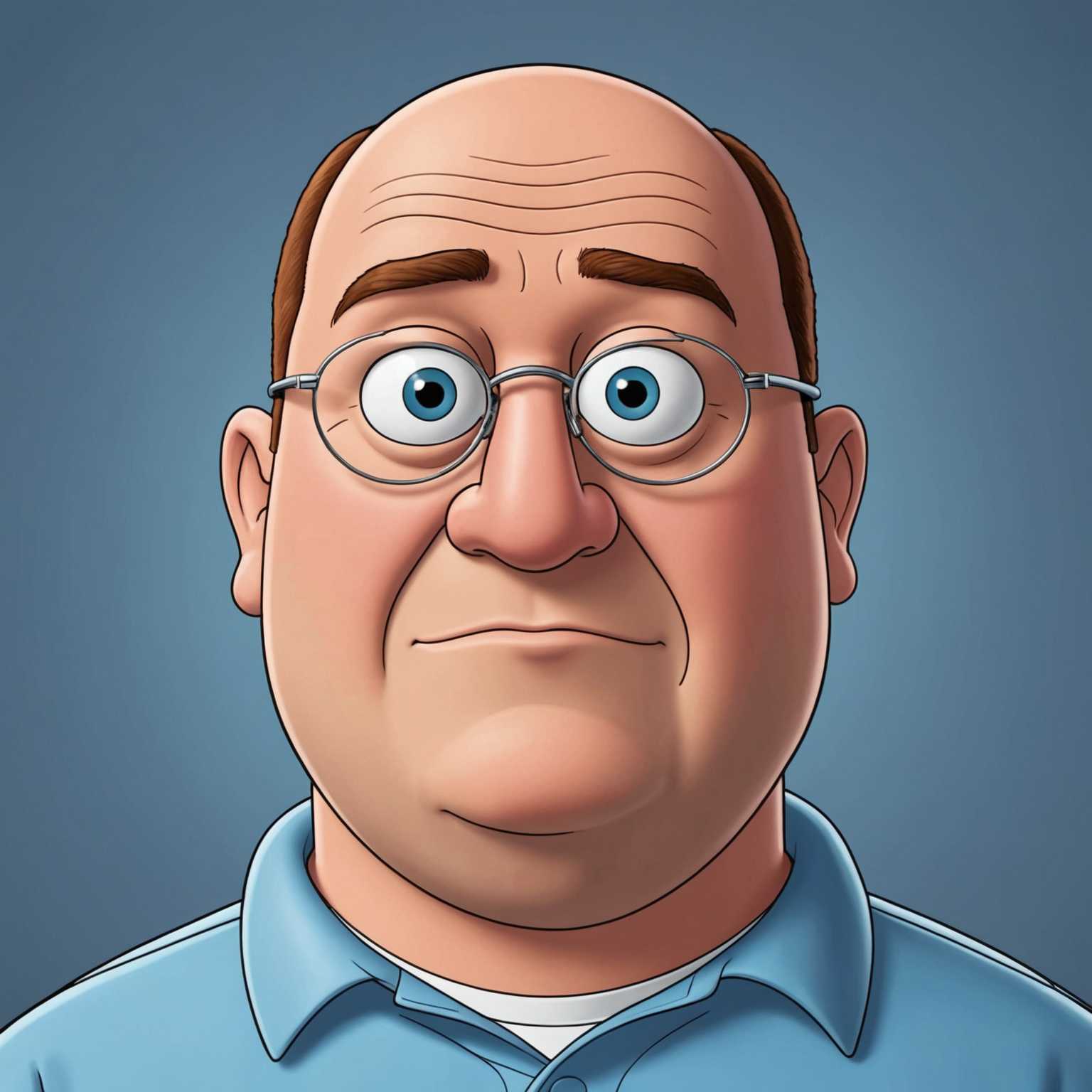 Das Bild zeigt eine bekannte Berühmtheit, die im unverwechselbaren Stil der Serie 'Family Guy' illustriert ist. Die Figur hat übertriebene Gesichtszüge, große ovale Augen und eine rundliche, vereinfachte Körperform. Der Hintergrund ist minimalistisch, typisch für 'Family Guy'-Szenen, und die Figur ist in einem ikonischen Outfit gekleidet, das ihre reale Persönlichkeit widerspiegelt.