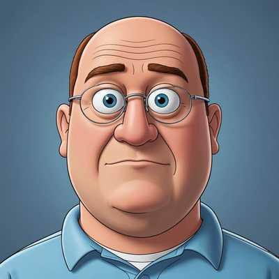 Das Bild zeigt eine bekannte Berühmtheit, die im unverwechselbaren Stil der Serie 'Family Guy' illustriert ist. Die Figur hat übertriebene Gesichtszüge, große ovale Augen und eine rundliche, vereinfachte Körperform. Der Hintergrund ist minimalistisch, typisch für 'Family Guy'-Szenen, und die Figur ist in einem ikonischen Outfit gekleidet, das ihre reale Persönlichkeit widerspiegelt.