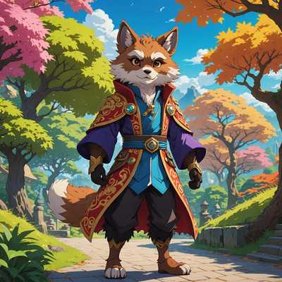 Das Bild zeigt eine Gruppe von anthropomorphen Tieren oder 'Furry'-Charakteren im Anime-Stil. Jeder Charakter ist mit detaillierten Felltexturen, ausdrucksstarken Gesichtern und menschenähnlicher Anatomie dargestellt. Sie sind in einer Vielzahl von Outfits gekleidet, die typisch für ein Anime-Setting sind, von Freizeitkleidung bis hin zu aufwendigeren Kostümen. Der Hintergrund zeigt eine lebendige, farbenfrohe Umgebung, möglicherweise eine Außenkulisse mit üppigen Bäumen und klarem Himmel. Die Charaktere befinden sich in dynamischen Posen, was auf einen Moment der Aktion oder Interaktion hinweist, mit klarer Aufmerksamkeit für die Fluidität und Bewegung, die für Anime-Illustrationen charakteristisch sind. Die Szene ist sowohl lebendig als auch detailliert und fängt die Persönlichkeiten und einzigartigen Merkmale jedes Furry-Charakters ein.